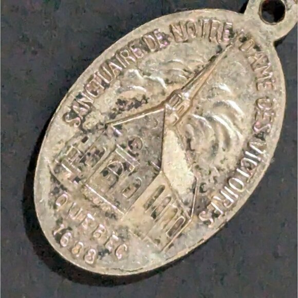 Vintage Our Lady Of Lourdes Oval Religious Medal charm Pendant 1: - Picture 3 of 5